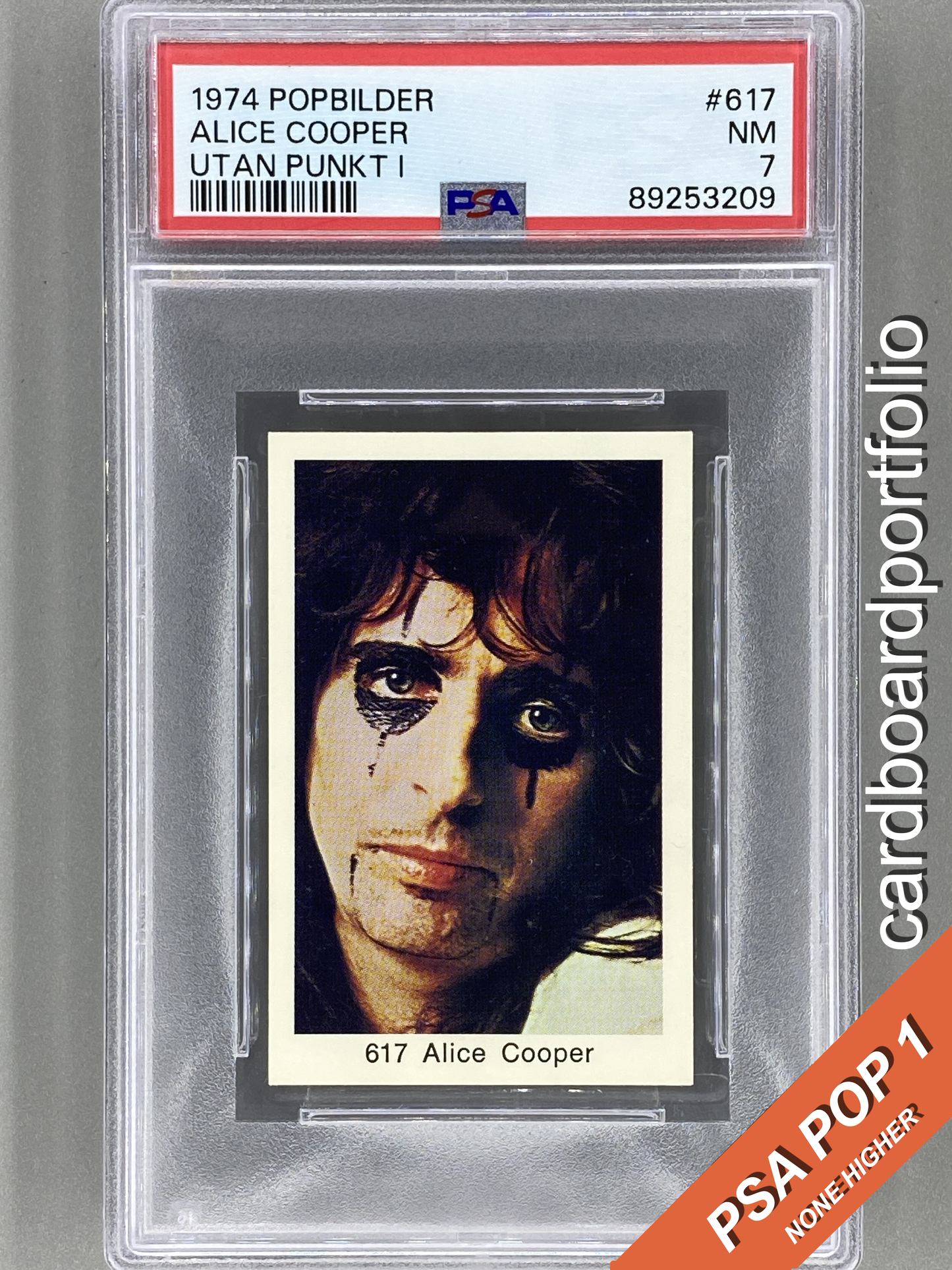 1974 Popbilder #617 Alice Cooper Utan Punkt I PSA 7 Pop 1 (Music)