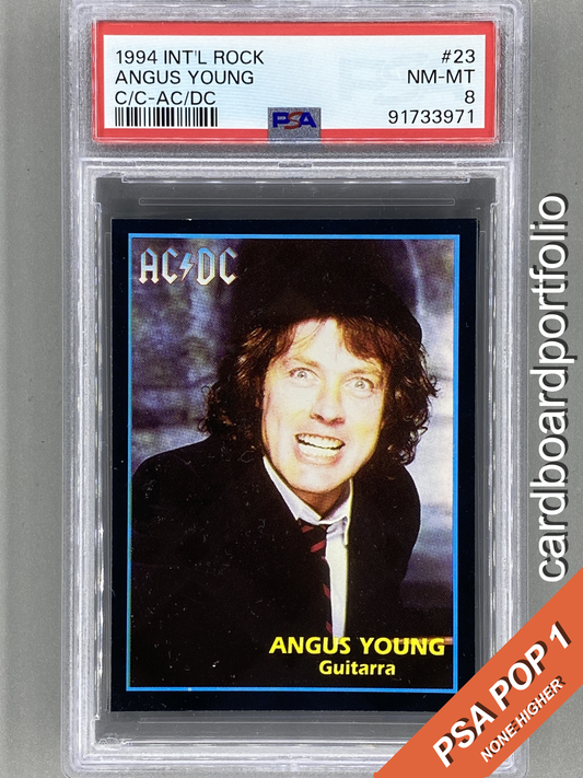 1994 Ultra Figus #23 Angus Young Intl Rock Cards Collection AC/DC PSA 8 Pop 1 (Music)