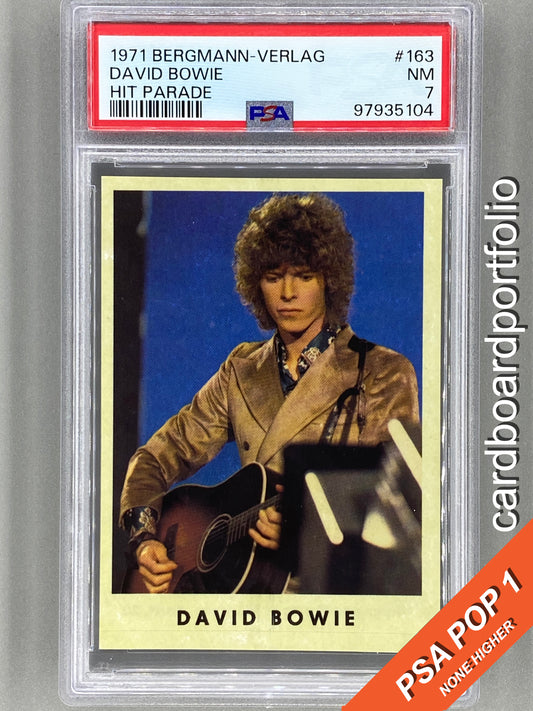 1971 Bergmann-Verlag #163 David Bowie Hit Parade Sticker PSA 7 Pop 1 (Music)