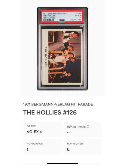 1971 Bergmann-Verlag #126 The Hollies Hit Parade Sticker PSA 4 Pop 1 (Music)