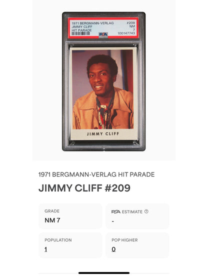1971 Bergmann-Verlag #209 Jimmy Cliff Hit Parade Sticker PSA 7 Pop 1 (Music)