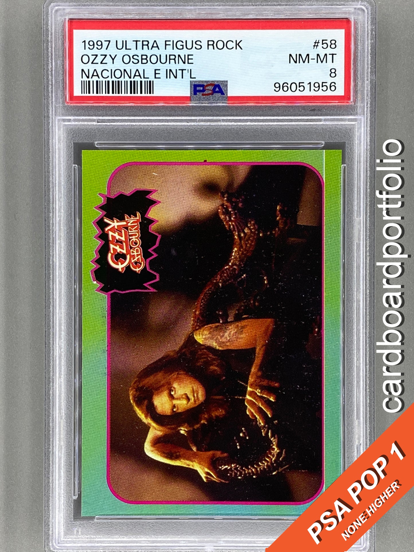 1997 Ultra Figus #58 Ozzy Osbourne Rock Cards Nacional E Intl PSA 8 Pop 1 (Music)