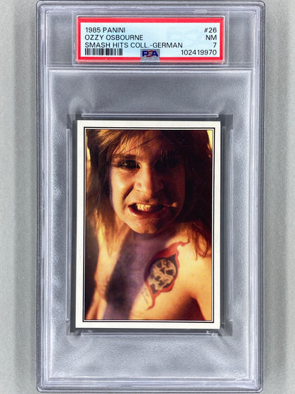 1985 Panini #26 Ozzy Osbourne (German) Smash Hits Collection PSA 7 Pop 1 (Music)