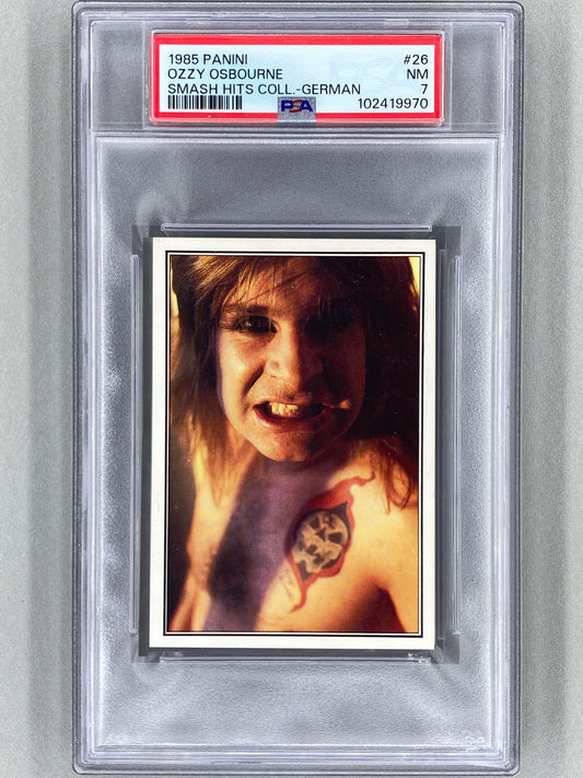 1985 Panini #26 Ozzy Osbourne (German) Smash Hits Collection PSA 7 Pop 1 (Music)