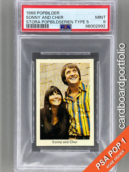1968 Popbilder Sonny & Cher Stora Popbildserien  Type 5 PSA 9 Pop 1 (Music)