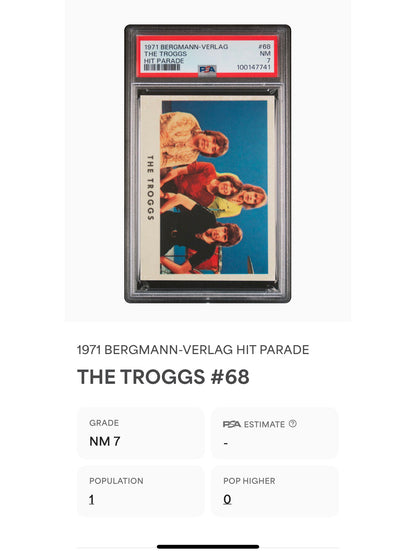1971 Bergmann-Verlag #68 The Troggs Hit Parade Sticker PSA 7 Pop 1 (Music)