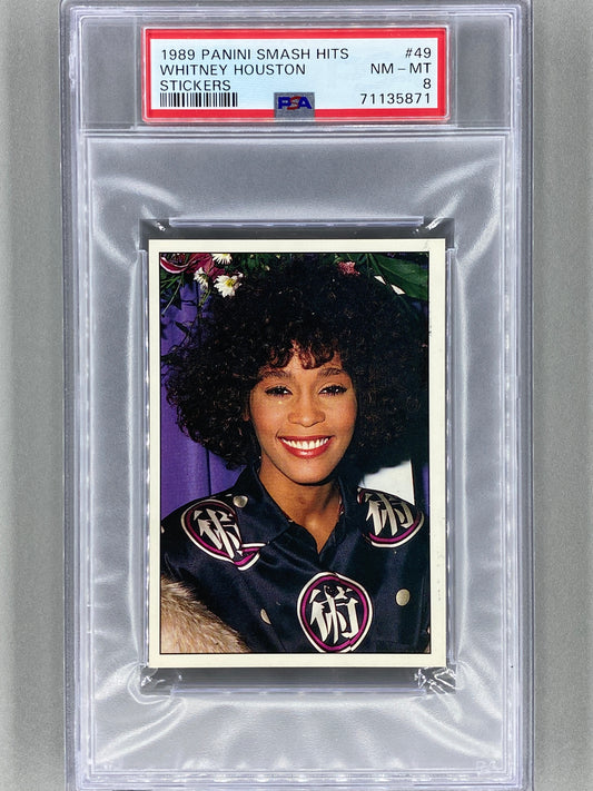 1989 Panini Smash Hits Sticker Collection #49 Whitney Houston PSA 8 - Pop 1 (Music)