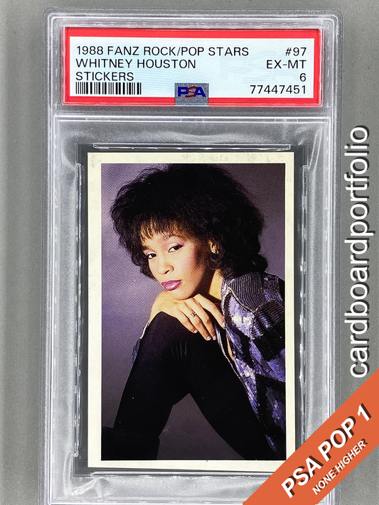 1988 Fanz #97 Whitney Houston Rock/Pop Stars Stickers PSA 6 - Pop 1 (Music)