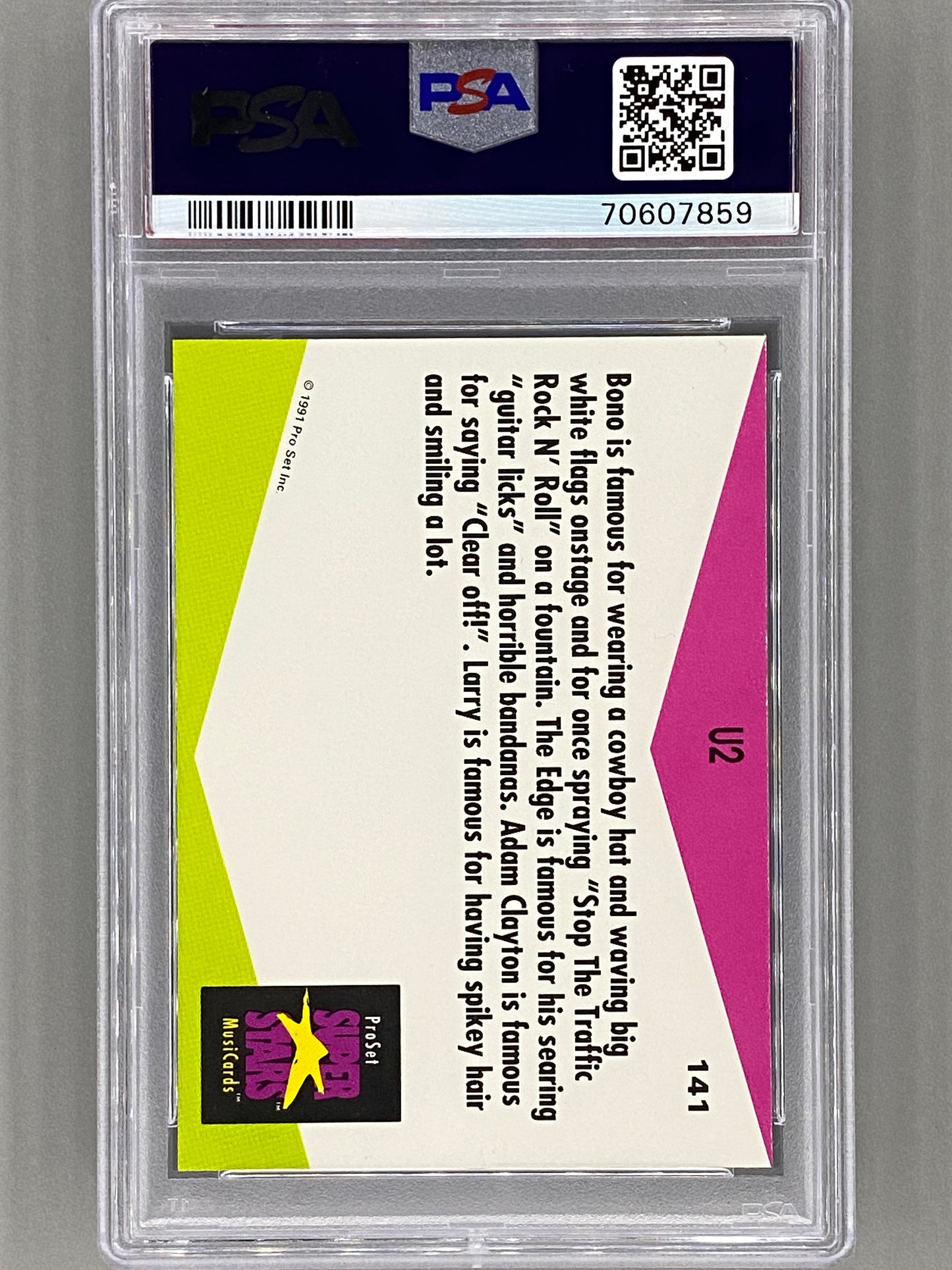 1991 Pro Set Superstars #141 U2 Musicards U K Edition PSA 10 - Pop 10 (Music)