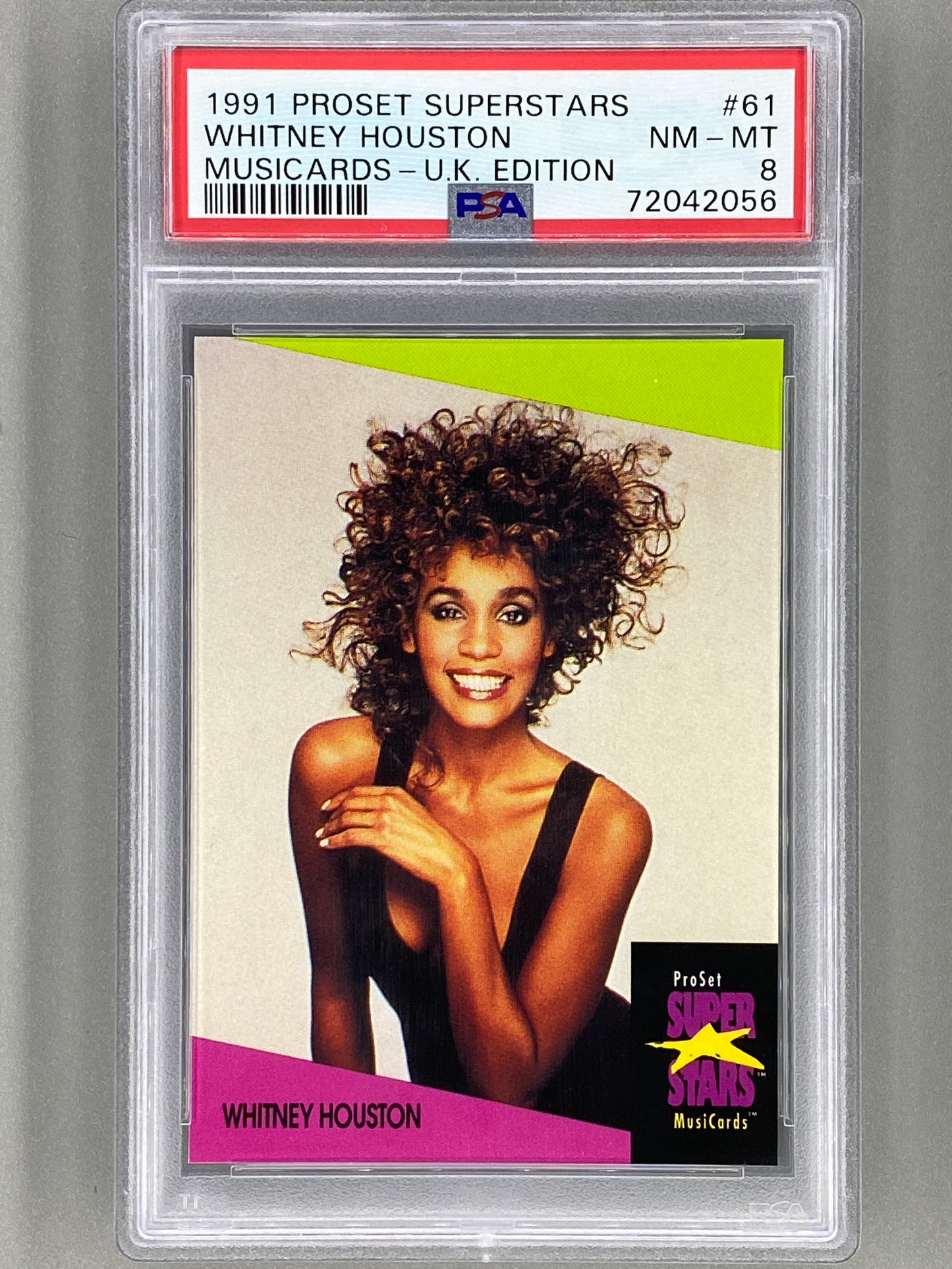 1991 Proset Superstars #61 Whitney Houston Musicards U K Edition PSA 8 Pop 7 (Music)