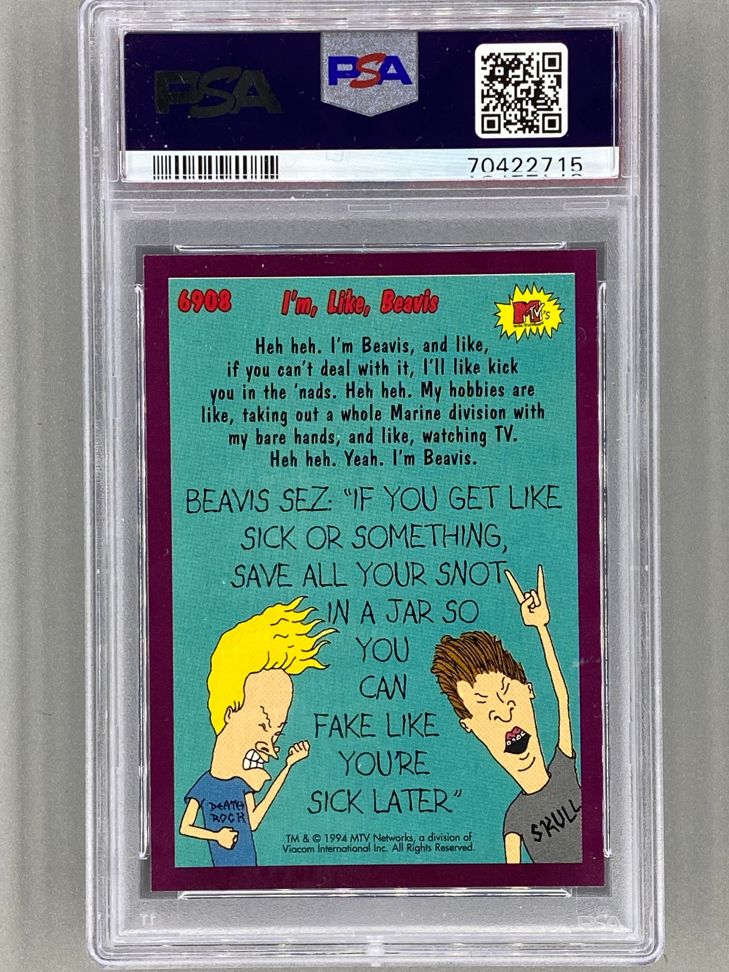 1994 Topps Beavis And Butt-Head #6908 I'm, Like, Beavis PSA 9 - Pop 1  (Pop Culture)