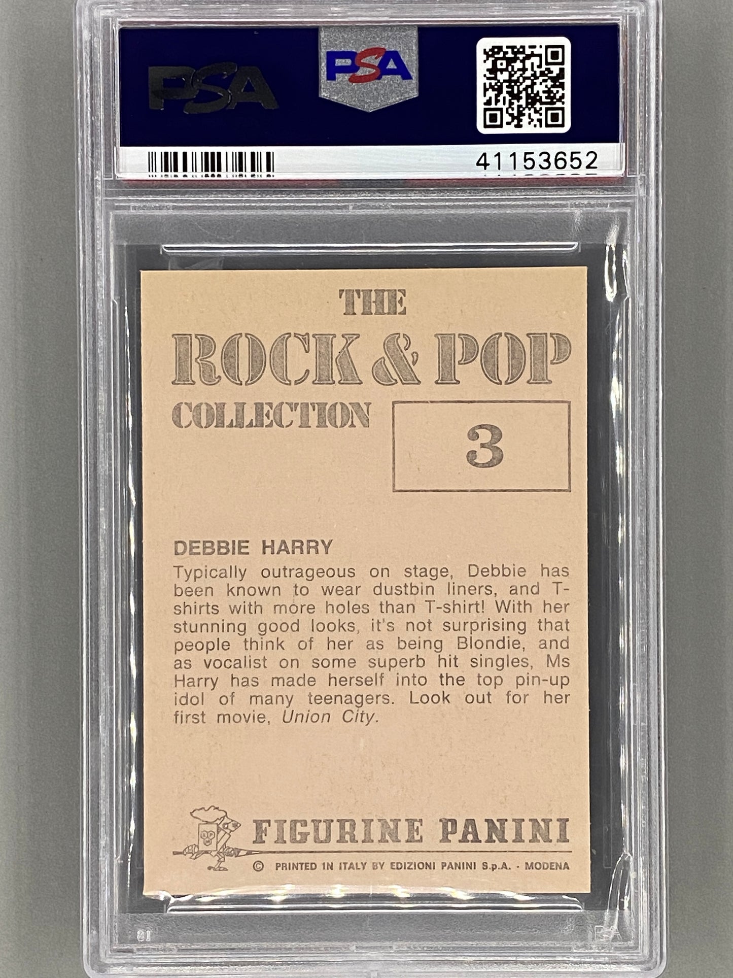 1980 Panini #3 Debbie Harry The Rock & Pop Collection PSA 7 Pop 3 (Music)