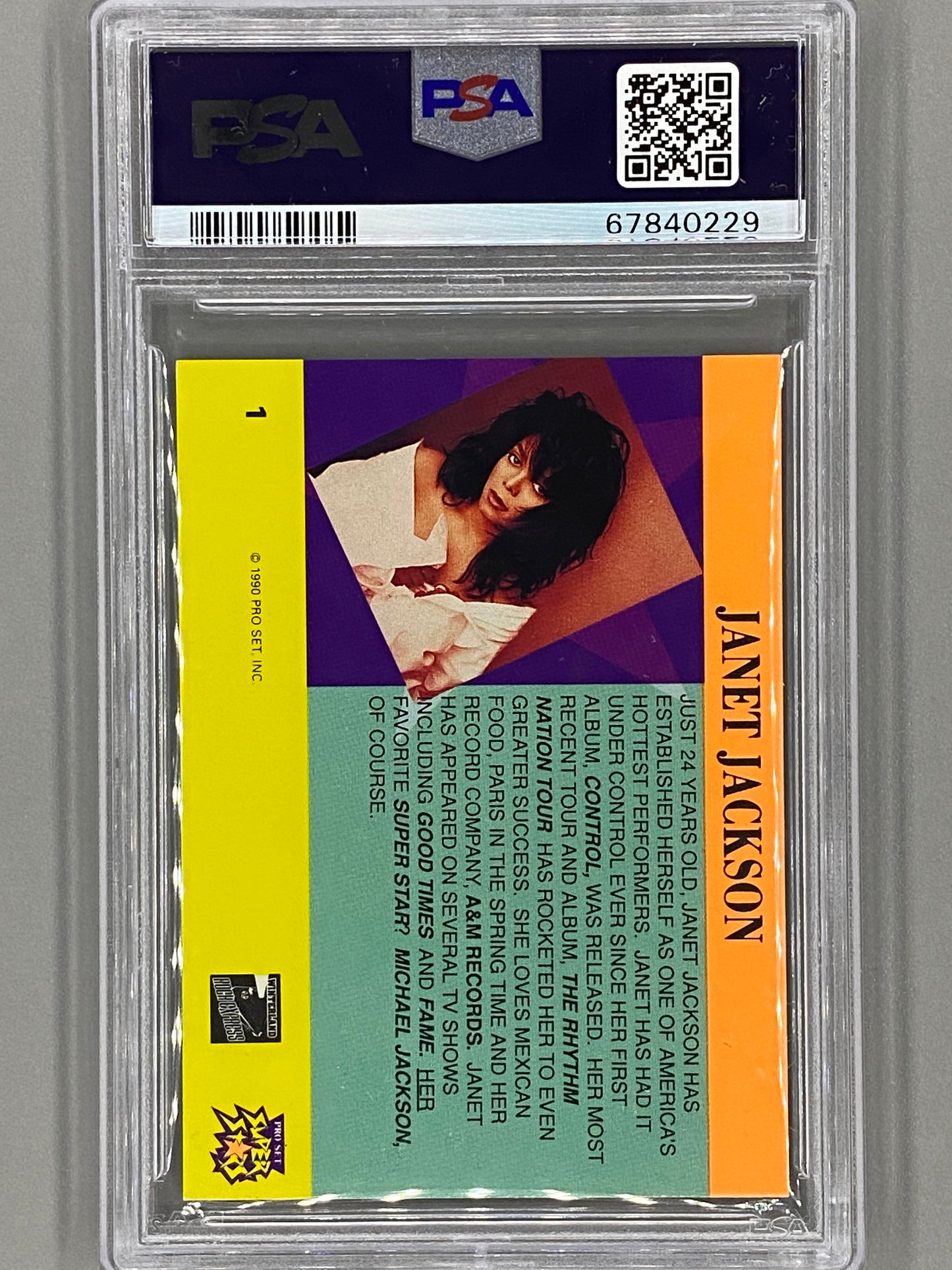 1991 Proset Superstars #1 Janet Jackson Musicards Promo PSA 9 - Pop 1 (Music)