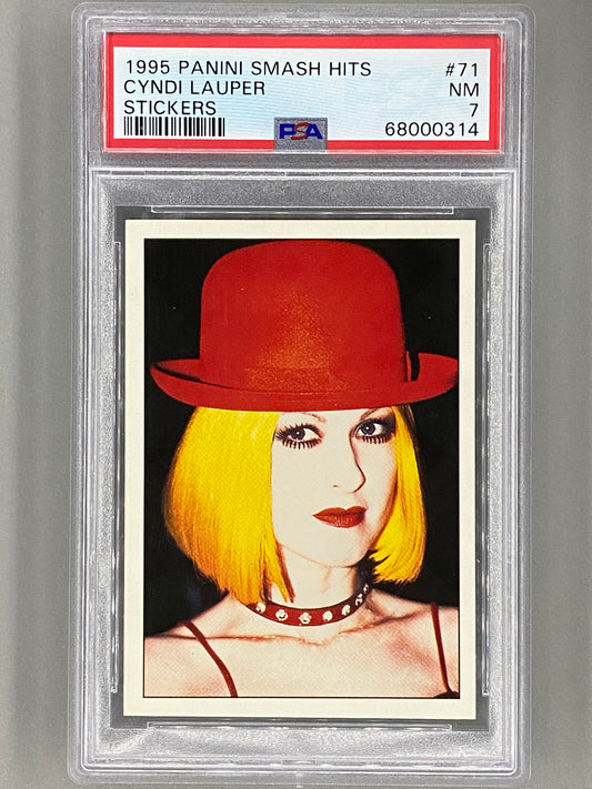 1995 Panini #71 Cyndi Lauper Smash Hits Stickers PSA 7 Pop 2 (Music)