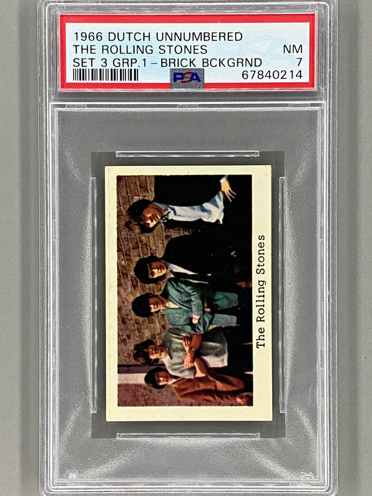 1966 Dutch Unnumbered Rolling Stones Set 3 Group 1 Brick Bckgrnd PSA 7 - Pop 2 (Music)