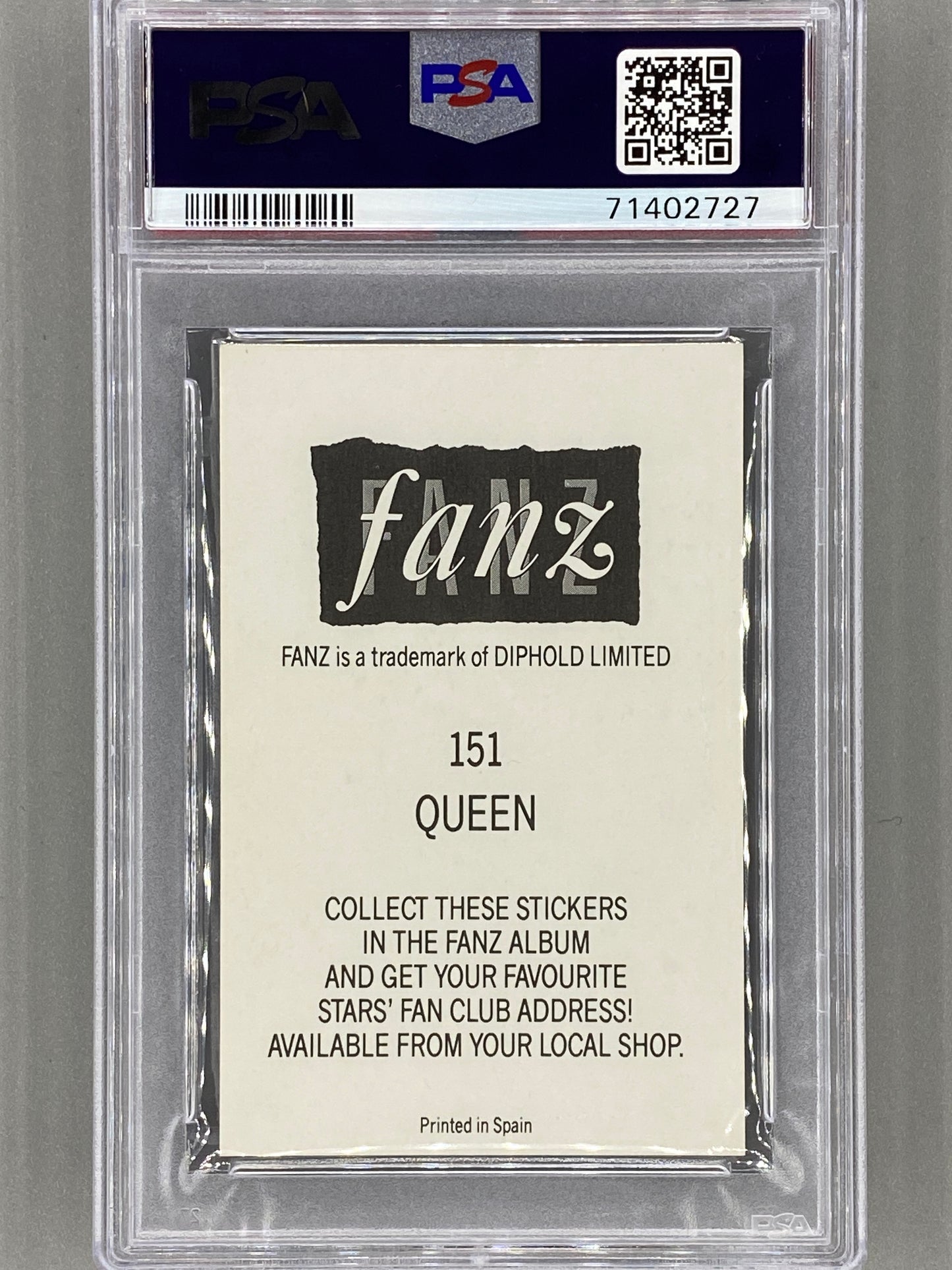 1988 Fanz #151 Queen Rock/Pop Stars Stickers PSA 8 - Pop 4 (Music)