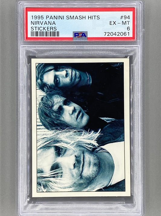 1995 Panini #94 Nirvana Smash Hits Stickers PSA 6 (Music)