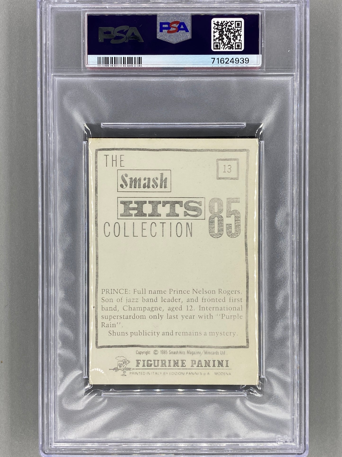 1985 Panini #13 Prince Smash Hits Collection PSA 6 (Music)