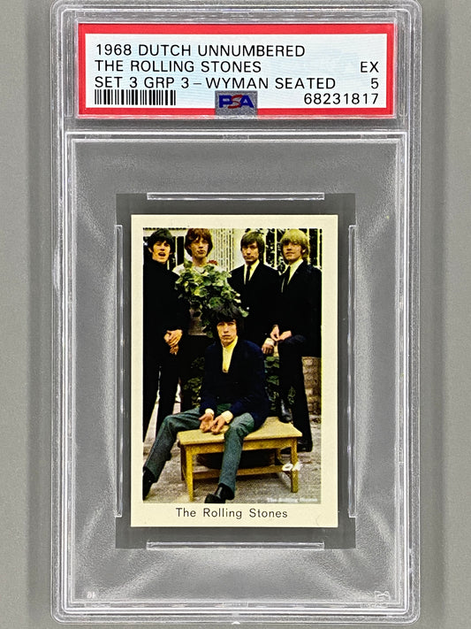 1968 Dutch Unnumbered The Rolling Stones Set 3 Group 3 Wyman Seated PSA 5 (Music)