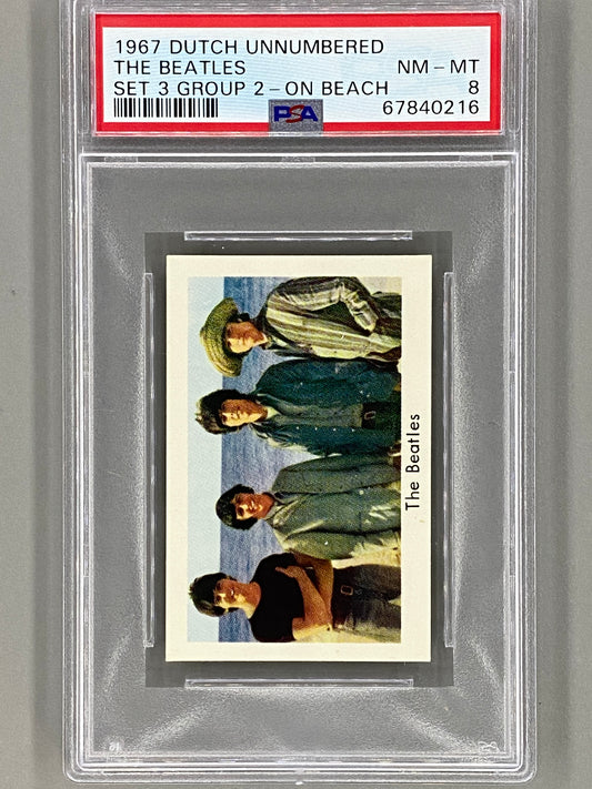 1967 Dutch Unnumbered The Beatles Set 3 Group 2 On Beach PSA 8 - Pop 3 - None Higher (Music)