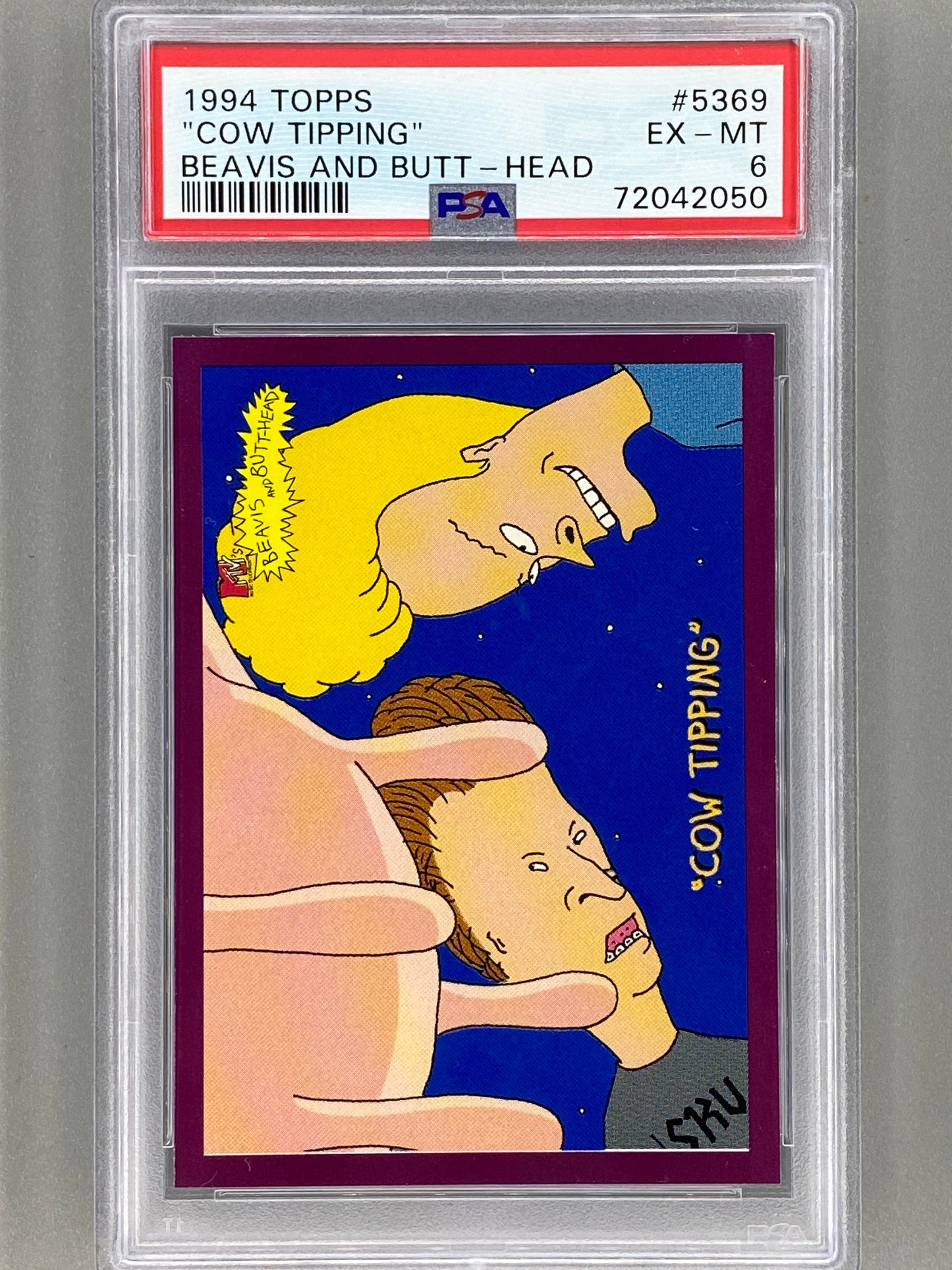 1994 Topps Beavis And Butt-Head #5369 Cow Tipping PSA 6 - Pop 1 (Pop Culture)