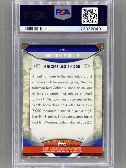 2011 Topps American Pie #170 Kurt Cobain Suicide Foil PSA 8 Pop 1 - 3 Higher (Music)