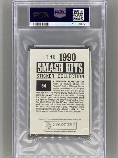 1990 Panini #54 Whitney Houston Smash Hits Collection PSA 5 - Pop 1 (Music)