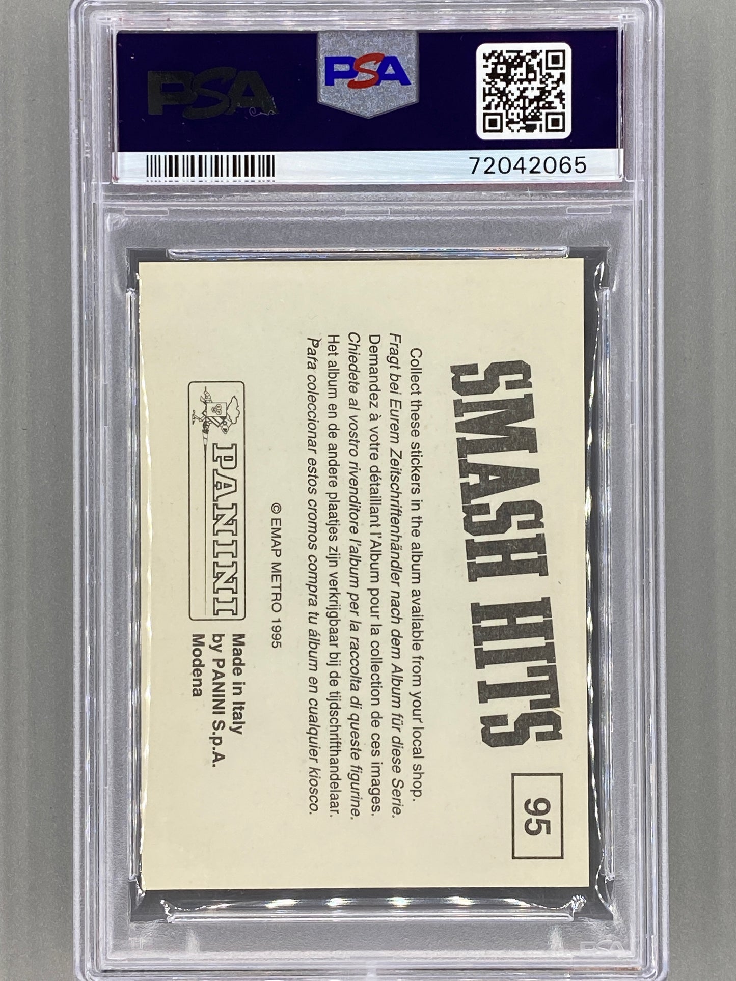 1995 Panini #95 Kurt Cobain Smash Hits Stickers PSA 6 Pop 30 (Music)