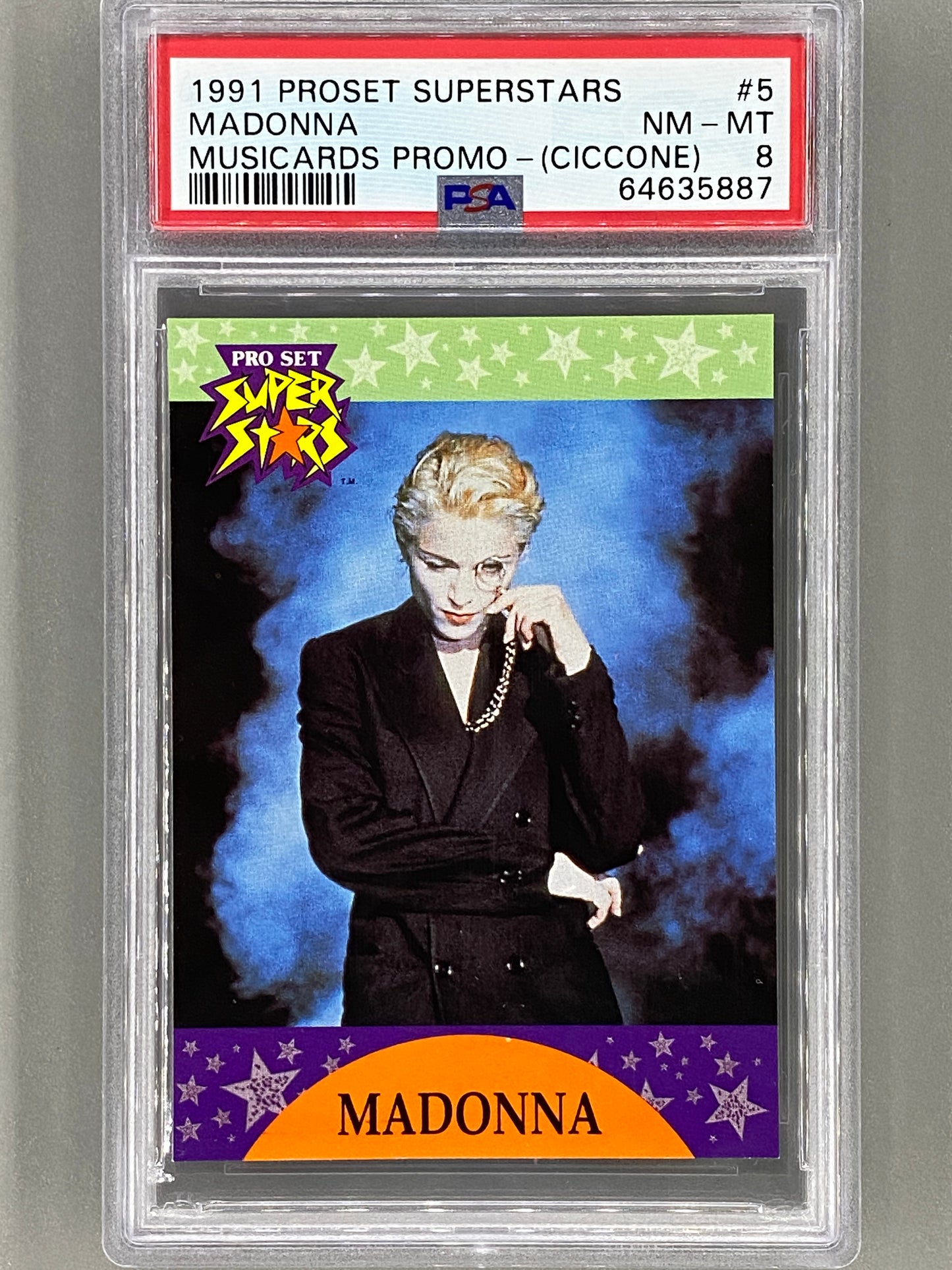 1991 Proset Superstars #5 Madonna Musicards Promo PSA 8 Pop 21 (Music)