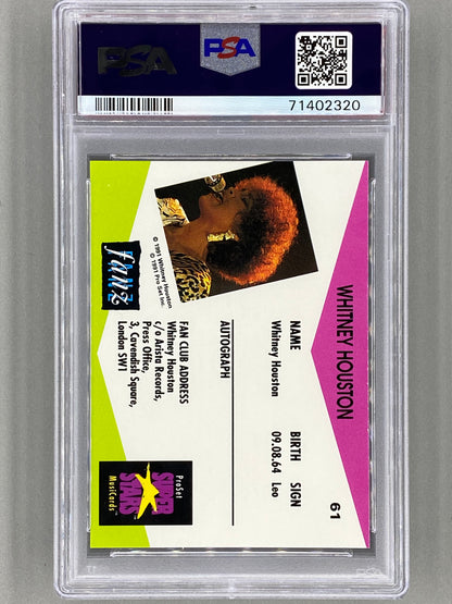 1991 ProSet Superstars #61 Whitney Houston Musicards U K Edition PSA 9 Pop 11 (Music)