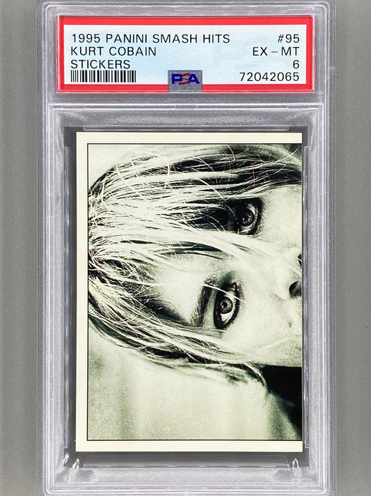 1995 Panini #95 Kurt Cobain Smash Hits Stickers PSA 6 Pop 30 (Music)