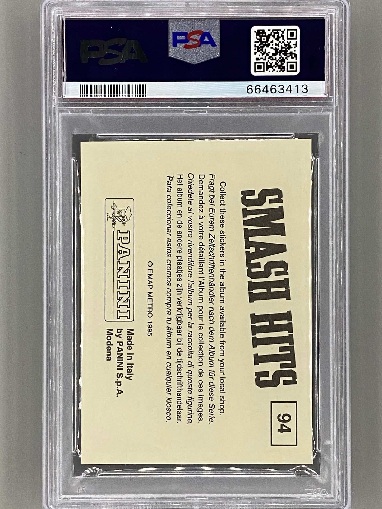 1995 Panini #94 Nirvana Smash Hits Stickers PSA 7 Pop 51 (Music)