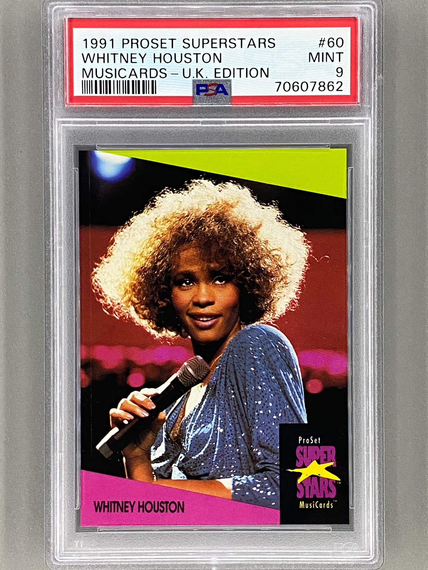 1991 Proset Superstars #60 Whitney Houston Musicards U K Edition PSA 9 Pop 23 (Music)