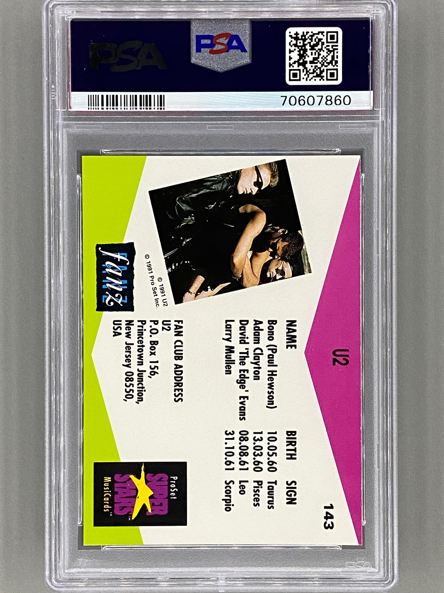 1991 Pro Set Superstars #143 U2 Musicards U K Edition PSA 10 - Pop 2 (Music)