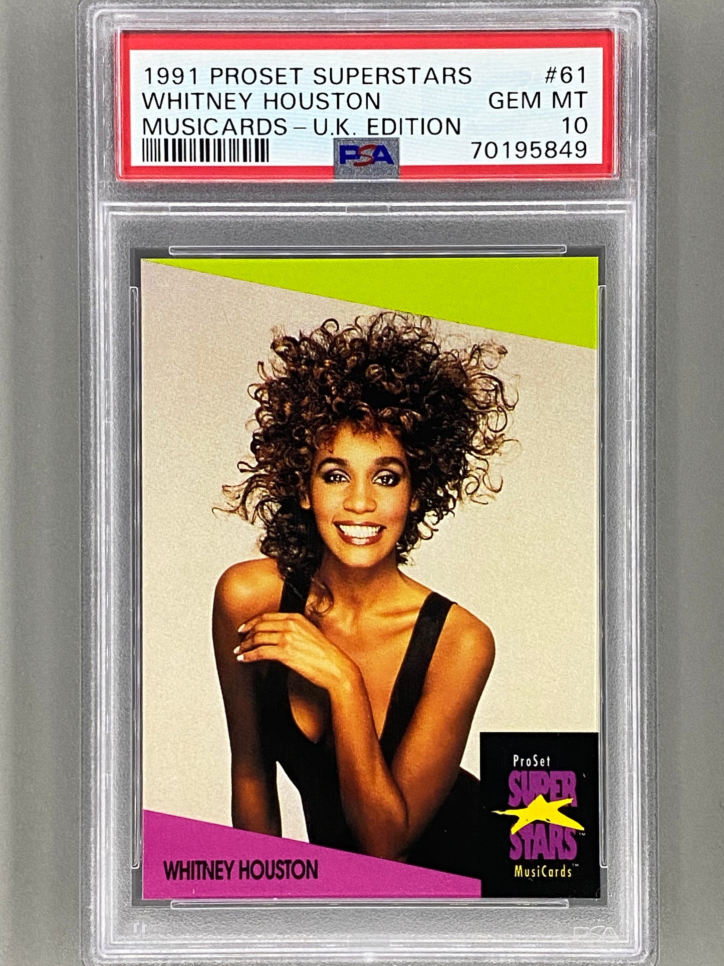 1991 Proset Superstars #61 Whitney Houston Musicards U K Edition PSA 10 - Pop 7 (Music)