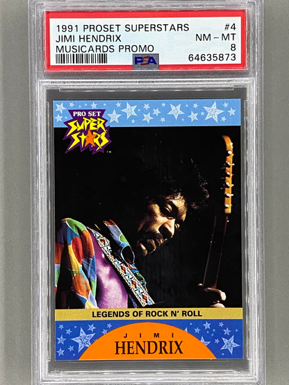 1991 Proset Superstars #4 Jimi Hendrix Musicards Promo PSA 8 Pop 16 (Music)