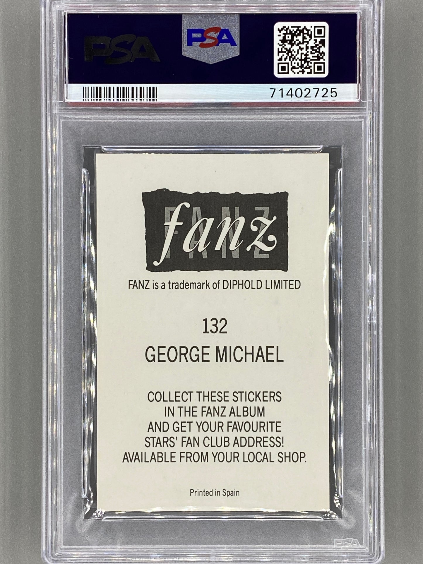 1988 Fanz #132 George Michael Rock/Pop Stars Stickers PSA 8 - Pop 1 (Music)