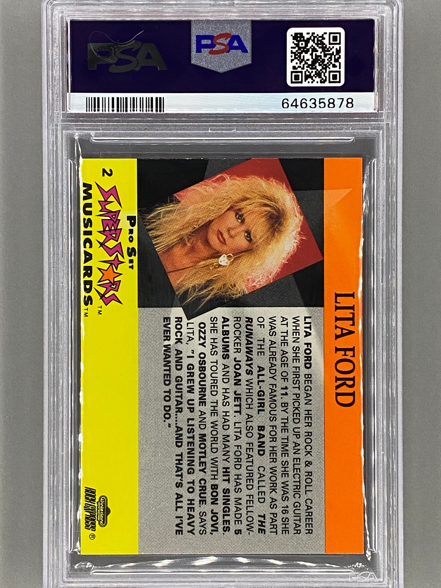 1991 Pro Set Superstars #2 Lita Ford Musicards Promo PSA 9 Pop 3 - None Higher (Music)